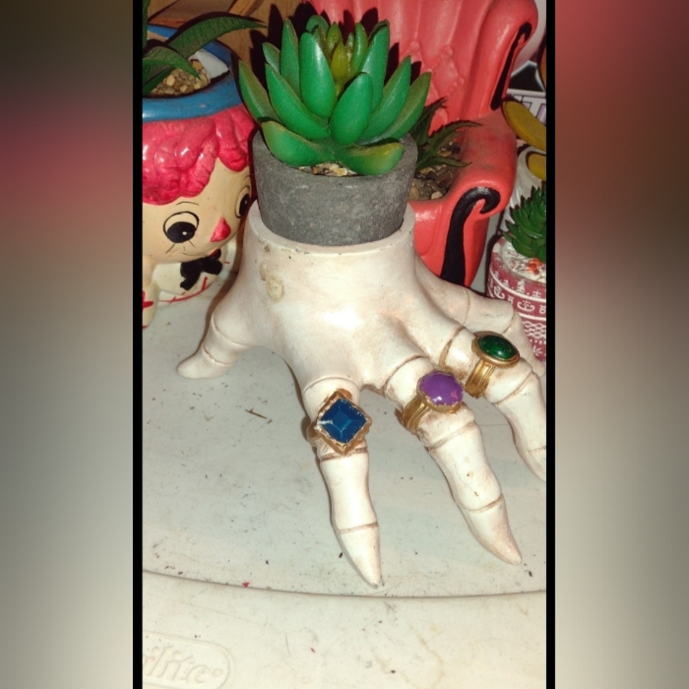 Life Size Jeweled Skeleton Hand Sculpture/Planter Holder